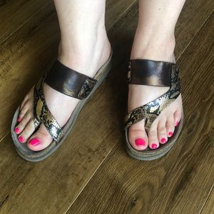 Mephisto Animal Print and Gold Metallic Sandal